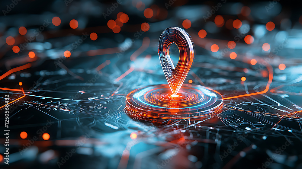 Poster innovative location tracking technology digital space visual representation futuristic environment c