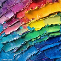 Vibrant rainbow impasto paint strokes