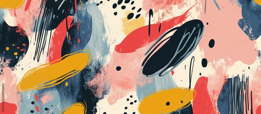 Poster Colorful abstract pattern with dynamic shapes and textures creating an artistic and vibrant background design for various creative projects.