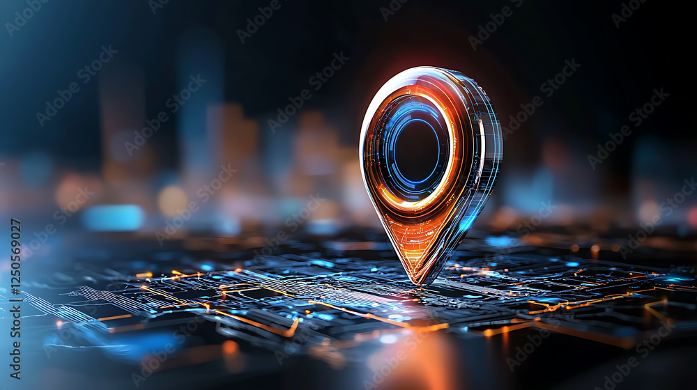 Poster location-based technology showcase digital environment futuristic visualization virtual space tech c