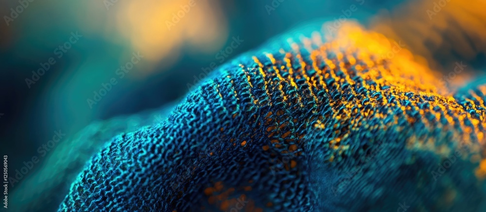 Poster vibrant macro shot of textured fabric showcasing intricate patterns and vivid colors for design and 
