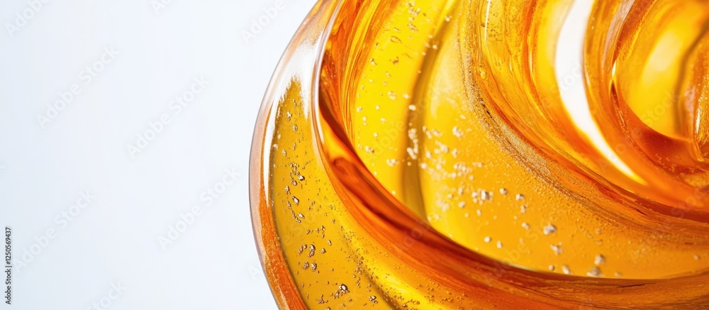 Canvas Prints macro shot of vibrant orange glass featuring fluid swirls with empty space for text on a clean white