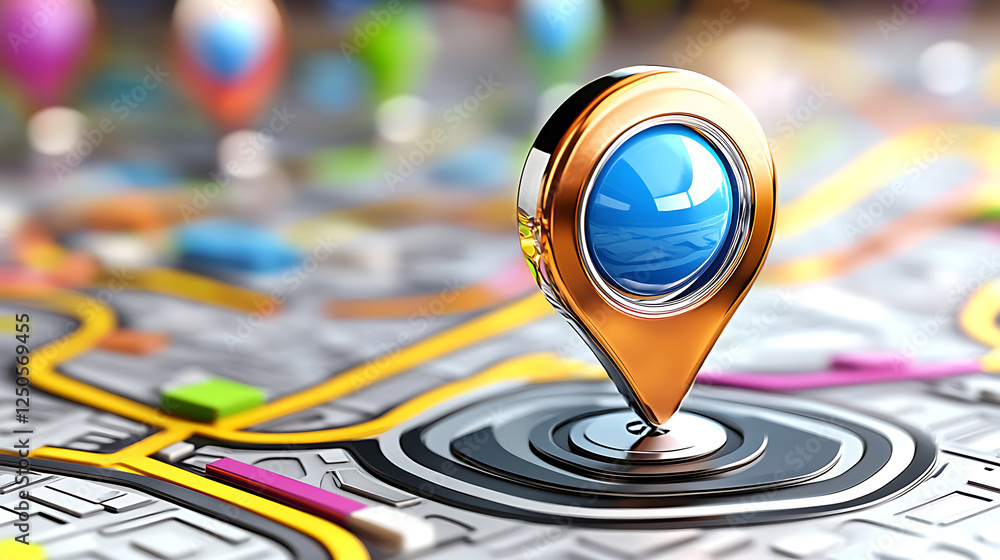 Poster exploring navigation tools for modern urban mapping city streets digital content vibrant environment