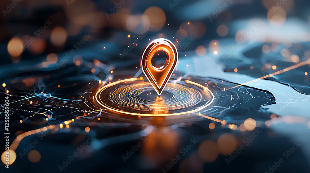 Poster exploring digital location markers online platforms graphic design futuristic environment close-up v