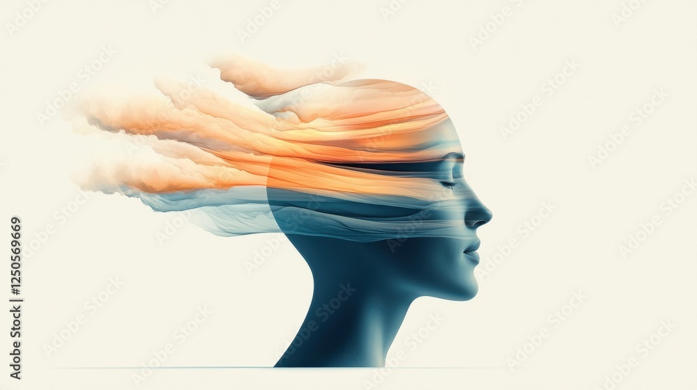Poster exploring creativity through abstract portraits digital art thought-provoking minimalistic side view