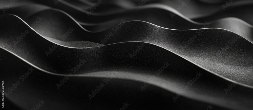 Poster textured black charcoal surface with soft waves and low light effects creating an abstract backgroun