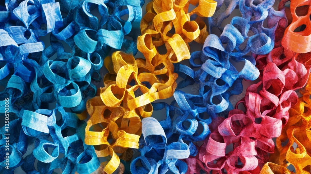 Poster in-depth visualization of proteins highlighting alpha structures scientific research laboratory 3d r