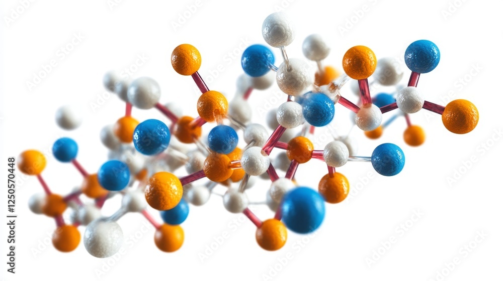 Poster exploring protein structure detailed rendering of alpha helices laboratory scientific visualization 