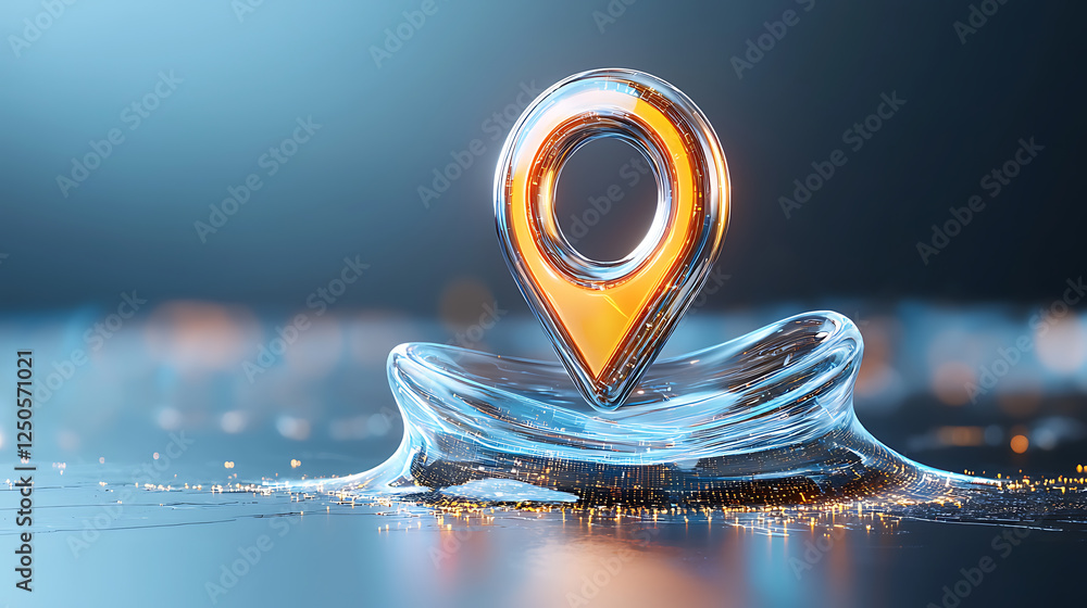 Poster innovative location marker digital environment 3d animation modern technology close-up view gps conc