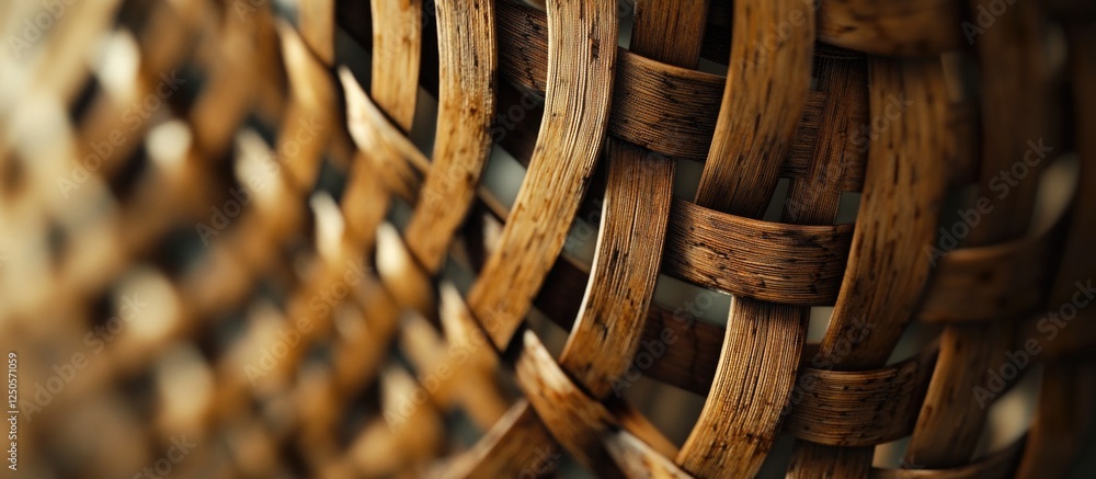 Poster woven texture of natural wooden reeds creating an intricate and warm background for design and artis