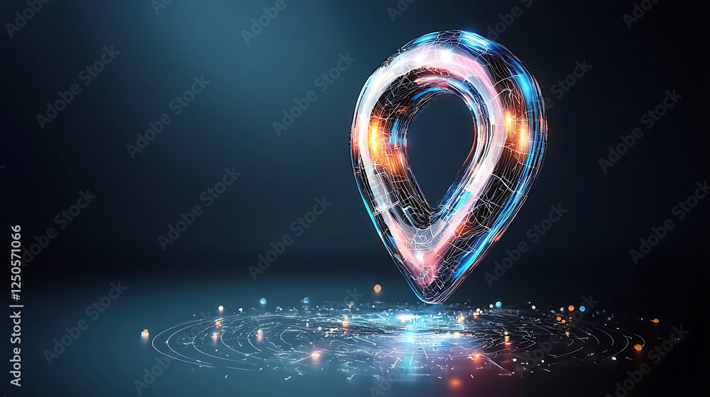 Poster digital location marker virtual space graphic design futuristic environment 3d viewpoint conceptual 