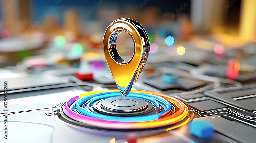 Poster navigating the future digital location marker urban settings graphic design futuristic environment c