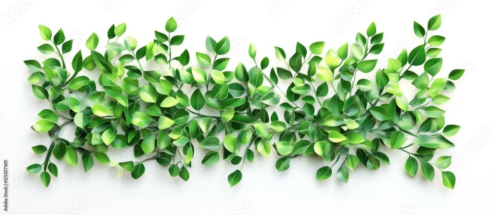 Poster lush green foliage border on a white background ideal for adding text or design elements in nature-t