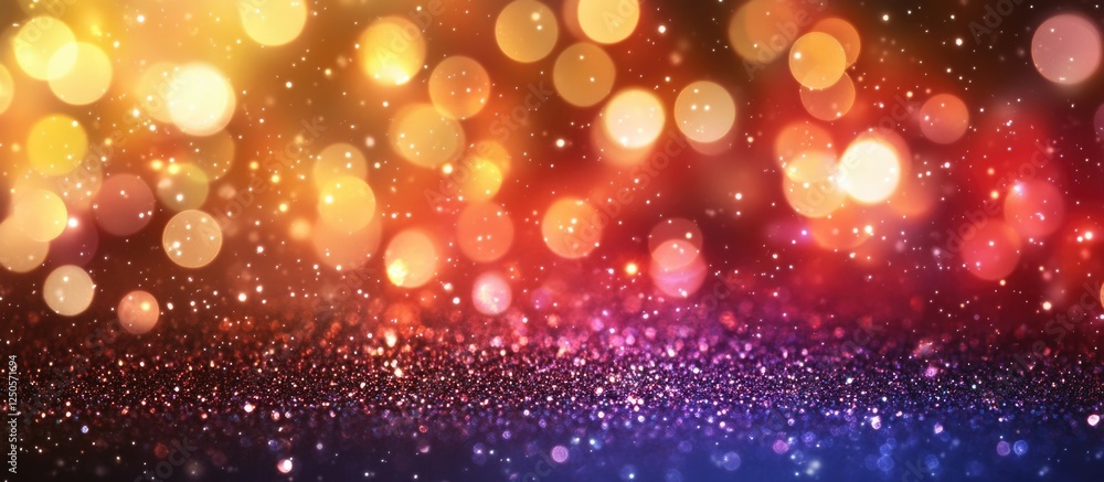 Poster abstract christmas background with macro bokeh blurred light circles in reds and dark purples featur