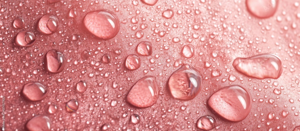 Poster macro close up of water drops on smooth surface with soft blurred background and empty space for tex
