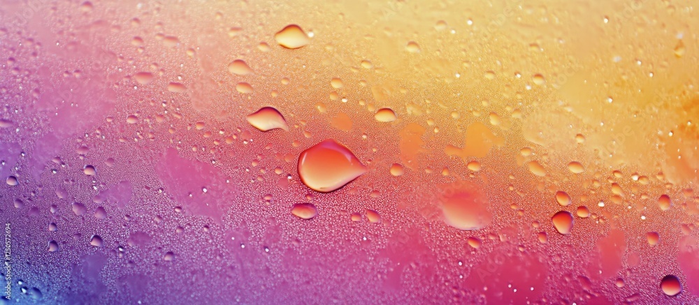 Poster macro water droplet abstract background with vibrant colors and empty space for text ideal for produ