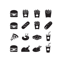 delicious fast food icon set flat design 