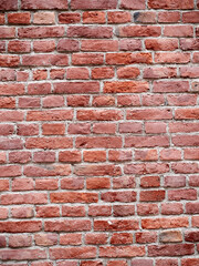 Old vintage brick wall. Red brickwork
