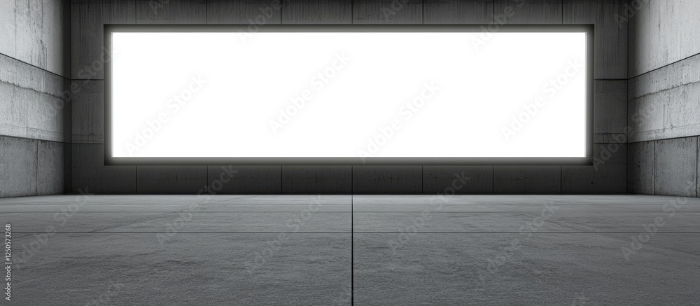 Poster modern media backdrop with large display screen and empty space for text in a minimalist indoor sett