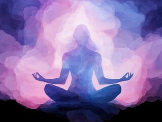 Fototapeta premium Meditation practice for inner peace tranquil space digital art ethereal environment serene viewpoint