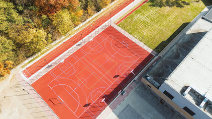 Multi-sport facility with running track in autumn