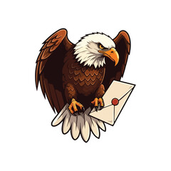 Cute Eagle Bird Cartoon Vector Icon Illustration. Animal Nature Icon Concept Isolated Premium Vector