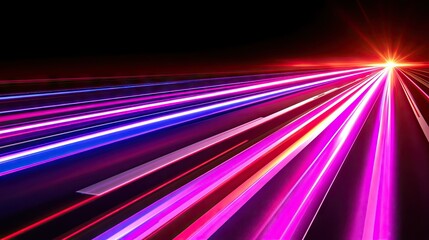 Speed, light trails, highway, night drive, futuristic transport