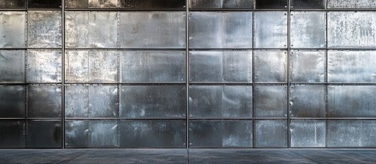 Silver steel plate texture for metal paneling background showcasing an industrial stainless surface with an elegant wall pattern.