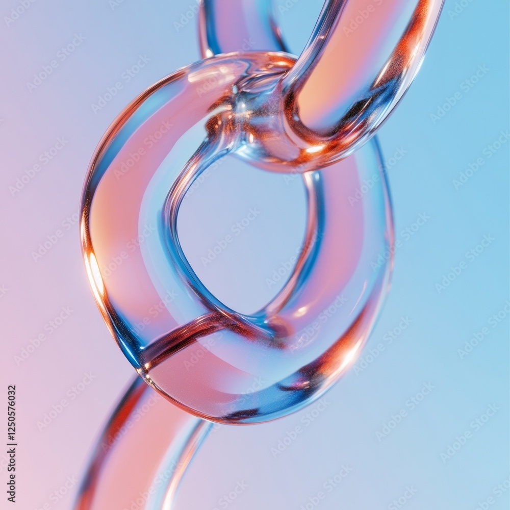 Poster Vibrant Gradient Glass Chain Links with Circuit Patterns - Tech-Inspired Design for Blockchain Innovation and Digital Security Visualization
