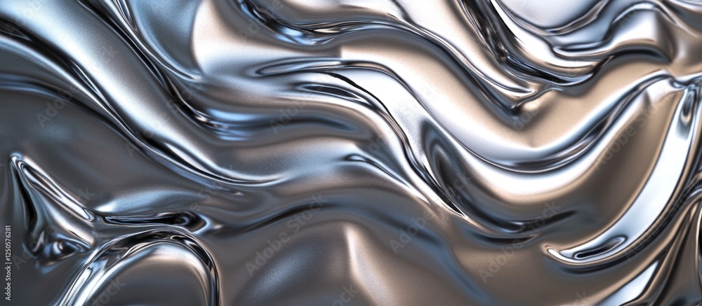 Poster shiny metallic texture with flowing contours for backgrounds and design projects