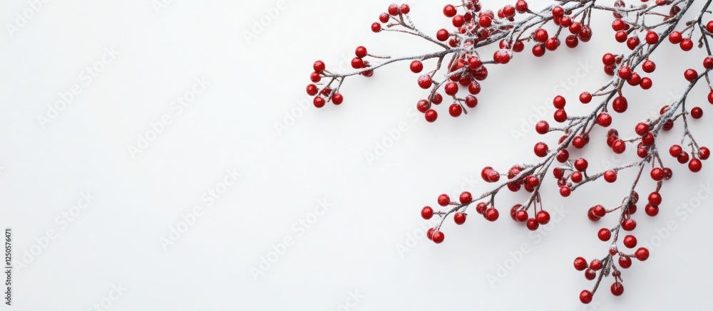 Poster minimalist december calendar layout with red berries and blank space for custom text