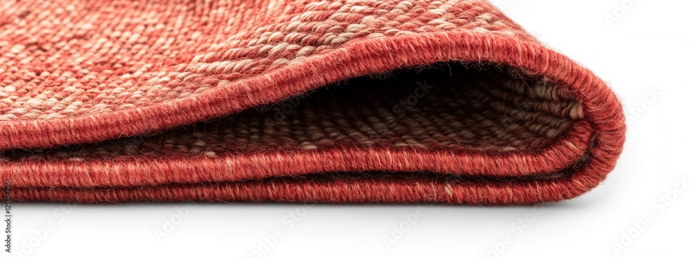 Poster folded rug with layered texture, showcasing a visible corner, designed for versatile use on various 