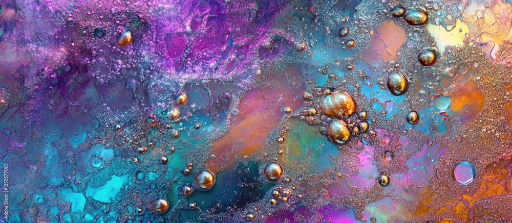 Aufkleber colorful abstract texture of oil and water bubbles creating a metallic background with vibrant hues 