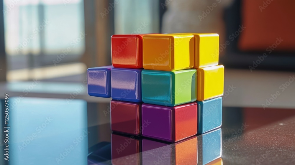 Poster vibrant magnetic reversible cubes displaying endless creative possibilities with colorful texture an