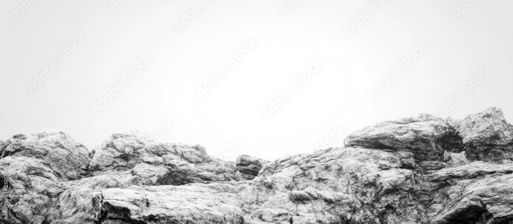 Poster monochrome minimalist rocky landscape background with expansive empty space for text and design elem