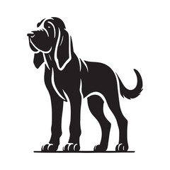 Bloodhound silhouette presenting a confident and stylish stance - Bloodhound illustration - minimal Bloodhound vector - dog silhouette
