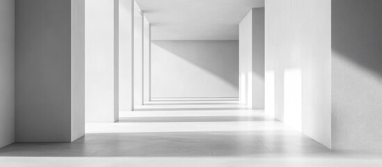 Minimalist architectural interior with angled perspective and extensive negative space suitable for text placement and design elements.