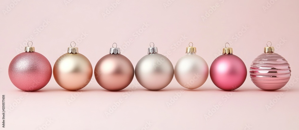 Poster elegant minimalist christmas ornaments in soft pastel colors arranged on a light background with amp