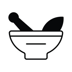Mortar and pestle with herbs concept of herbal medicine vector