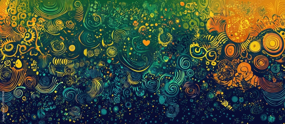 Aufkleber vibrant multicolored abstract design with green and blue gradient for artistic background or print