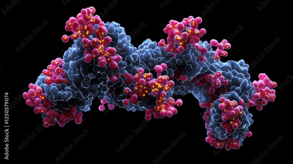 Poster visualizing protein structures laboratory high-definition illustration scientific environment micros