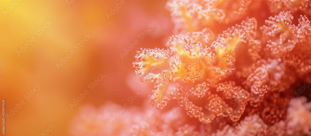 Poster vibrant macro shot of coral reef with soft focus background ideal for text addition
