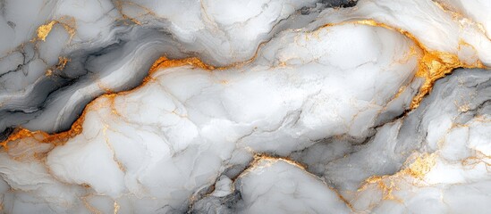 High resolution marble texture background with elegant pattern featuring grey, white, and gold veining for sophisticated design projects