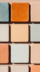 Fototapeta premium Contemporary Tile Art Textured Ceramic Blocks in Earthy Hues for Event Planning Visual Content - Engaging Design for Modern Marketing and Celebration Announcements