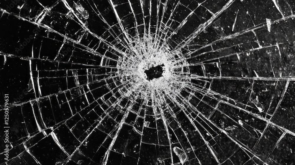 Poster delicate shards of broken glass create stunning geometric shapes against a stark black background, h
