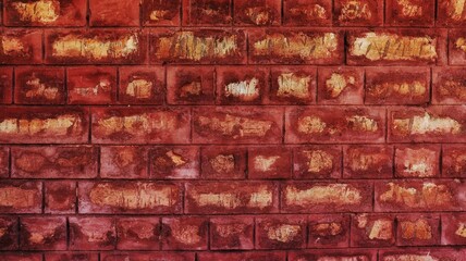 Textured Red Brick Wall Close-Up of Weathered Brickwork, Highlighting the Rough Surface, Aged Look, and Architectural Pattern for Backgrounds and Design Projects.