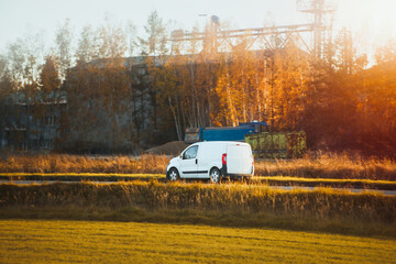 Large transport van outdoor countryside