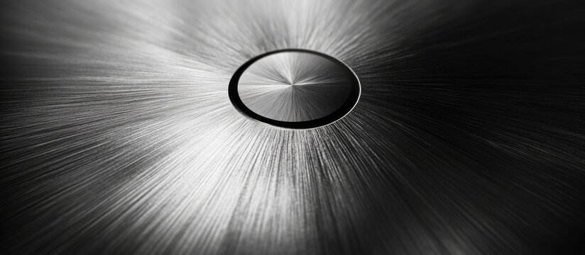 Close-up of Brushed Satin Stainless Steel Surface with Central Focus for Text Placement and Design Elements