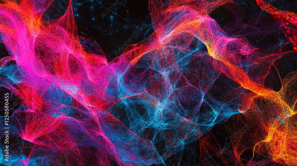Poster weaving neoncolored data threads digital realm abstract visualization virtual environment creative p