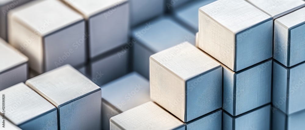 Poster abstract 3d cubes with intricate metallic texture